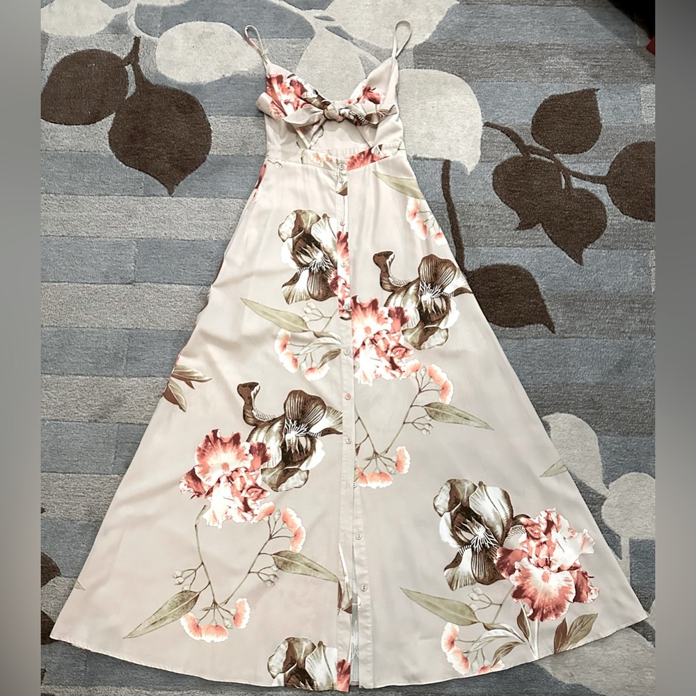 Hello Molly Strappy Sounds of Summer Floral Button Front Cutout Maxi Dress ZB6 - Picture 3 of 8